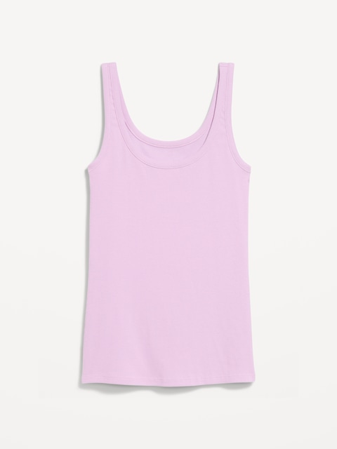 First-Layer Ribbed Scoop-Neck Tank Top