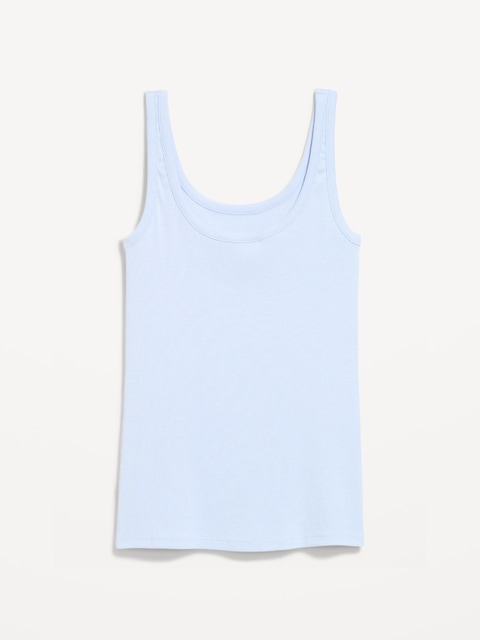 First-Layer Ribbed Scoop-Neck Tank Top