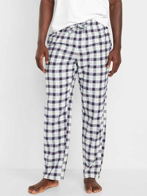 Flannel Pajama Pants for Men - Navy/Yellow Plaid