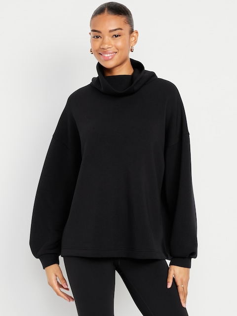 Bounce Fleece Funnel Neck Tunic - Black Jack