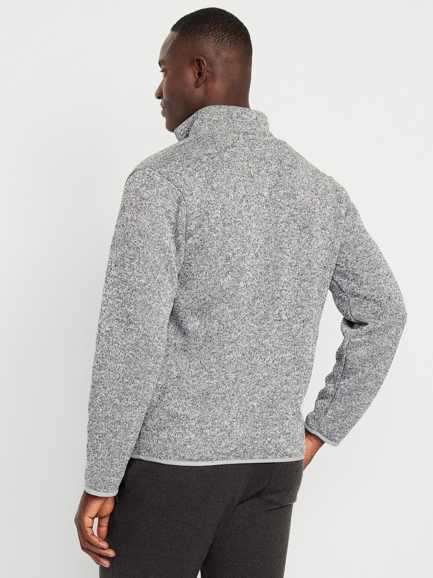 Sherpa-Lined Fleece-Knit Jacket