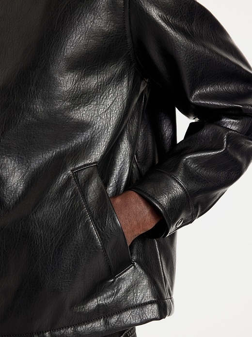 Image number 5 showing, Faux-Leather Harrington Jacket