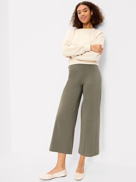 Image number 3 showing, High-Waisted Fashion Wide-Leg Cropped Leggings
