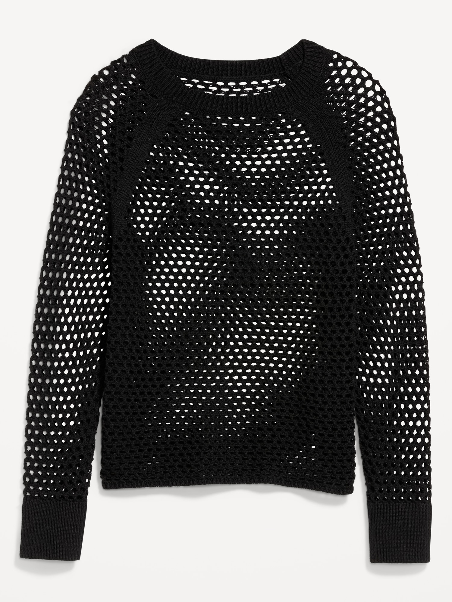 Seaside Cotton Open-Knit Raglan Sweater