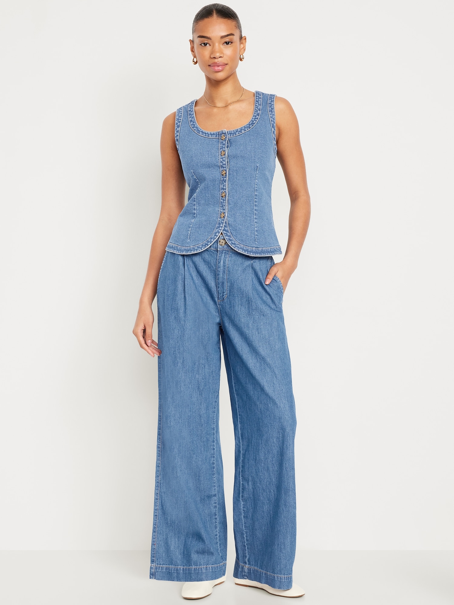 High-Waisted Taylor Trouser Wide-Leg Pants