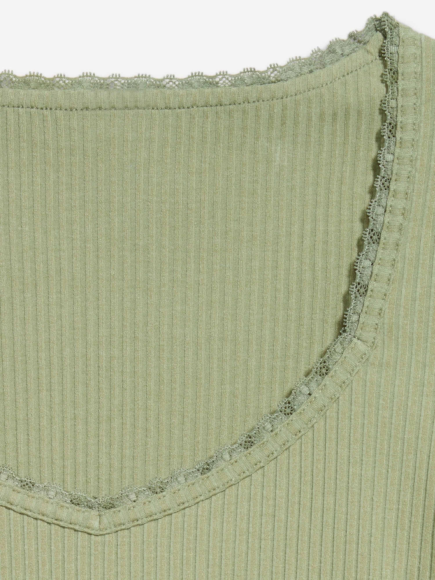 Lace-Trim Sweetheart-Neck Ribbed Top