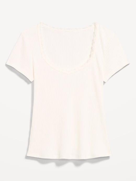 Image number 5 showing, Lace-Trim Sweetheart-Neck Ribbed Top