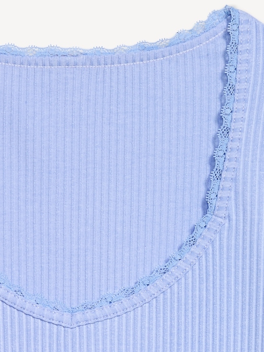 Image number 4 showing, Lace-Trim Sweetheart-Neck Ribbed Top
