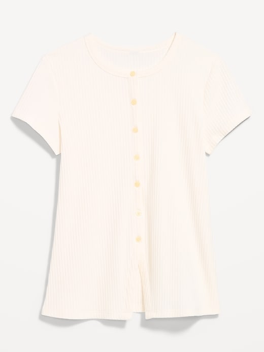 Image number 4 showing, Short-Sleeve Ribbed Button-Down Top