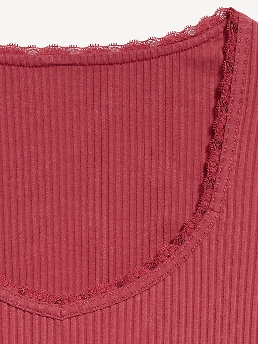 Image number 4 showing, Lace-Trim Sweetheart-Neck Ribbed Top