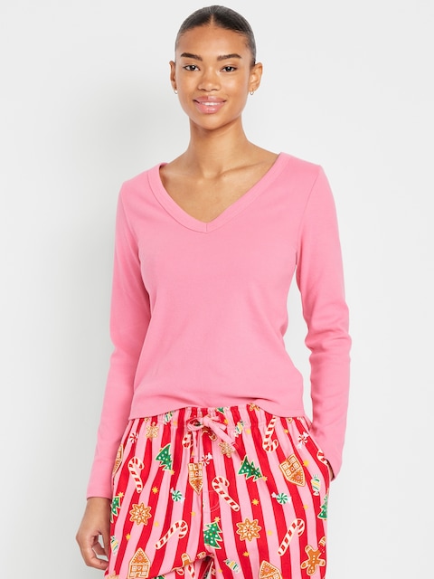 Cozy Snug Long-Sleeve V-Neck T-Shirt - Garden Flowers