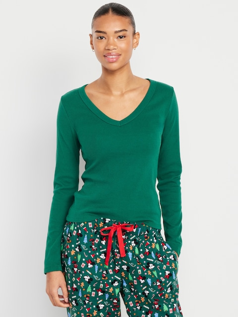 Cozy Snug Long-Sleeve V-Neck T-Shirt - Botanica
