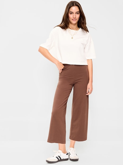 Image number 1 showing, High-Waisted Fashion Wide-Leg Cropped Leggings