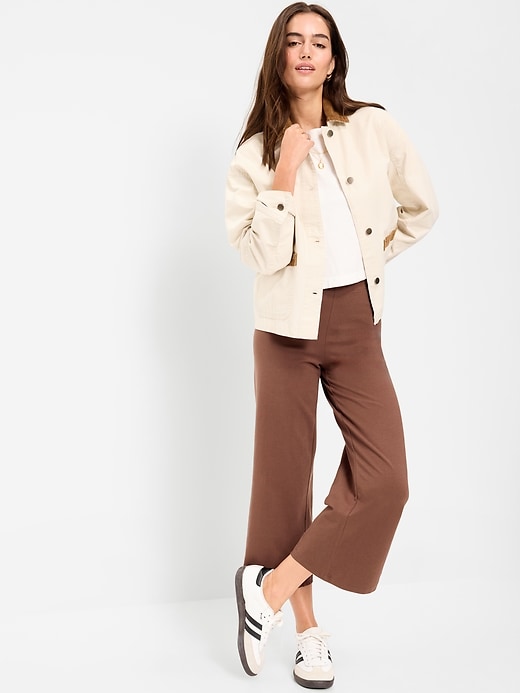 Image number 3 showing, High-Waisted Fashion Wide-Leg Cropped Leggings