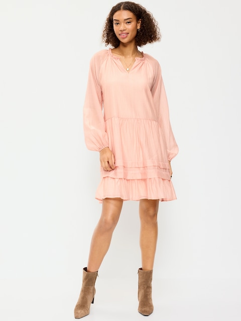 Long-Sleeve Swing Mini Dress