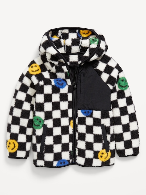 Oversized Sherpa Hooded Jacket for Toddler Boys