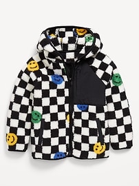Image number 1 showing, Oversized Sherpa Hooded Jacket for Toddler Boys