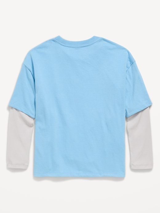 Image number 3 showing, Oversized Long-Sleeve 2-In-1 Graphic T-Shirt for Girls