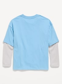 Image number 3 showing, Oversized Long-Sleeve 2-In-1 Graphic T-Shirt for Girls
