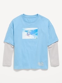 Image number 2 showing, Oversized Long-Sleeve 2-In-1 Graphic T-Shirt for Girls