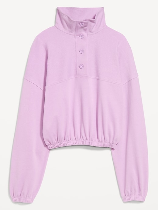 Image number 1 showing, Button-Up Funnel-Neck Sweatshirt