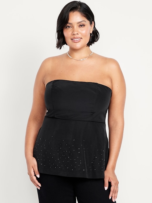 Image number 7 showing, Beaded Taffeta Peplum Tube Top