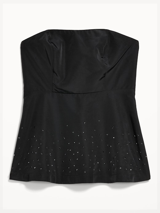 Image number 9 showing, Beaded Taffeta Peplum Tube Top
