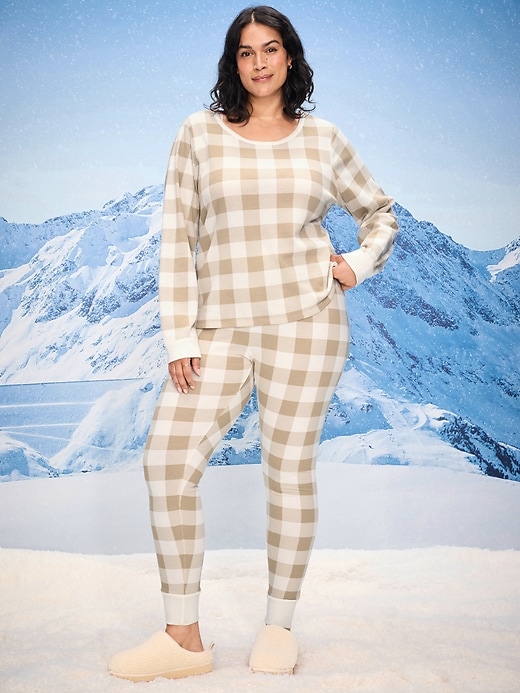 Image number 6 showing, High-Waisted Printed Waffle Pajama Leggings for Women