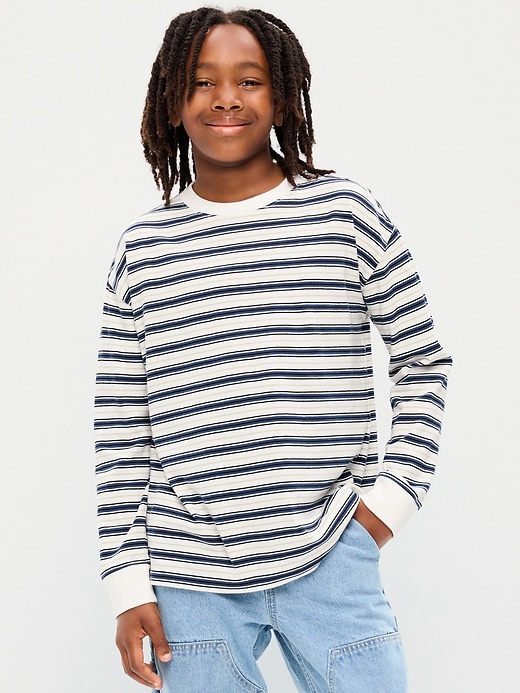 Long-Sleeve Henley Waffle-Knit T-Shirt for Boys