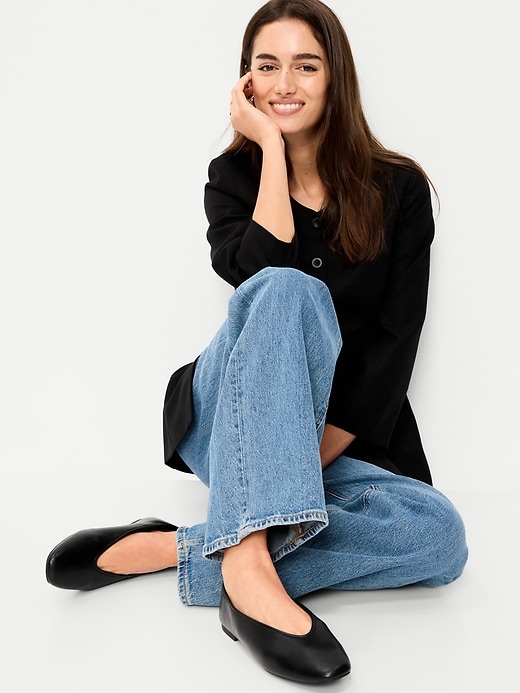 Image number 2 showing, Faux-Suede V-Cut Ballet Flats