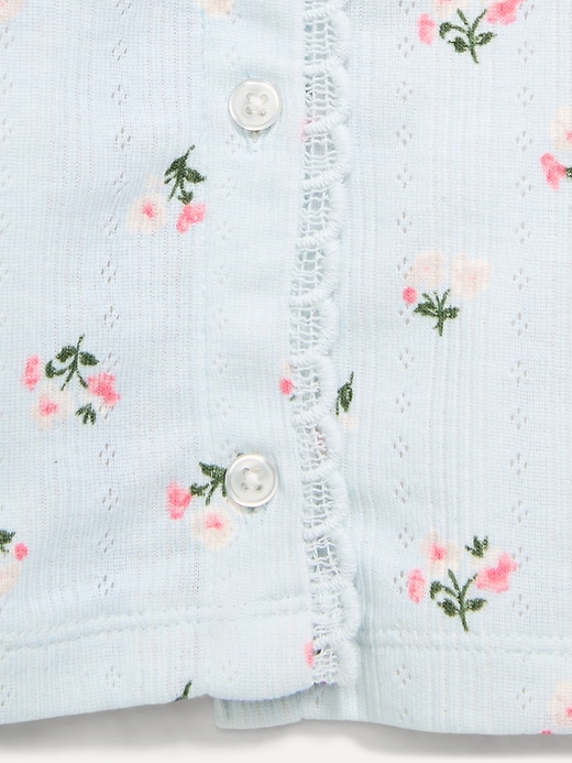 Long-Sleeve Pointelle Button-Front Top for Toddler Girls