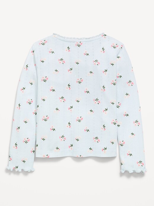 Long-Sleeve Pointelle Button-Front Top for Toddler Girls