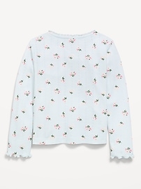 Image number 2 showing, Long-Sleeve Pointelle Button-Front Top for Toddler Girls