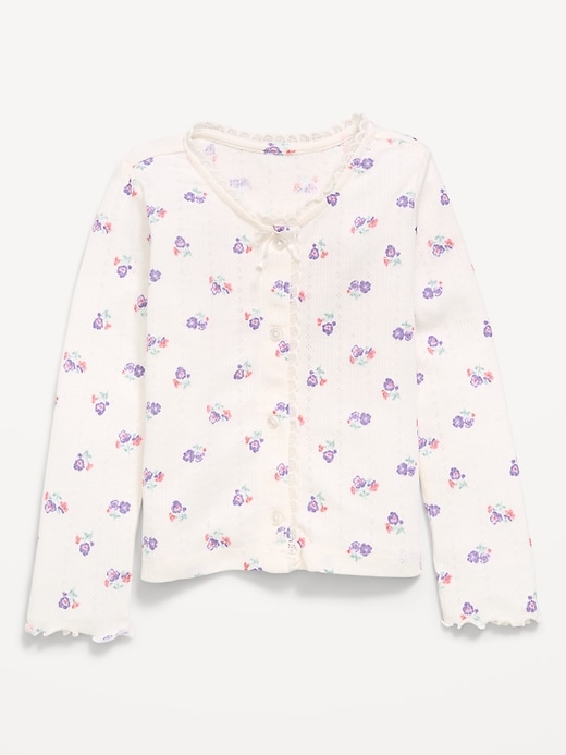Image number 1 showing, Long-Sleeve Pointelle Button-Front Top for Toddler Girls