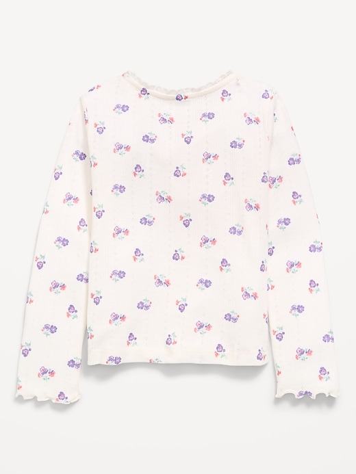 Image number 2 showing, Long-Sleeve Pointelle Button-Front Top for Toddler Girls