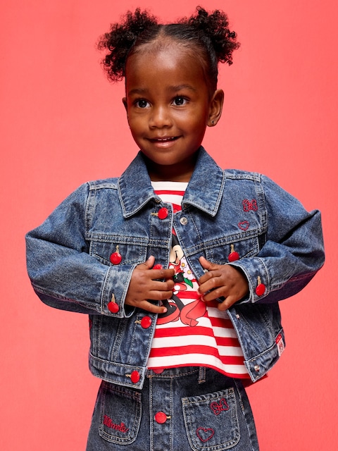 Old Navy x Disney Minnie Mouse Cropped Trucker Jean Jacket for Toddler Girls