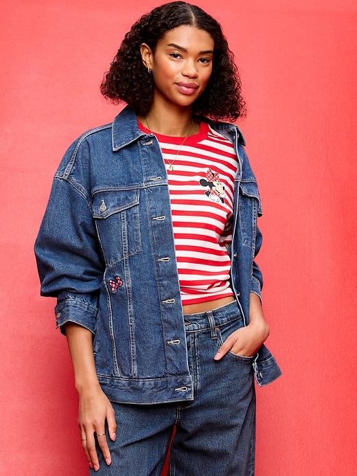 Image number 1 showing, Old Navy x Disney Oversized Minnie Mouse Jean Trucker Jacket for Women