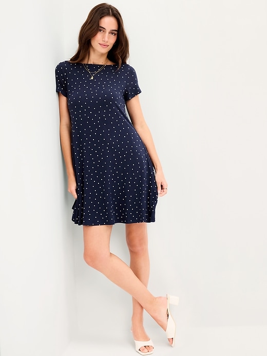 Image number 3 showing, Short-Sleeve Mini Swing Dress
