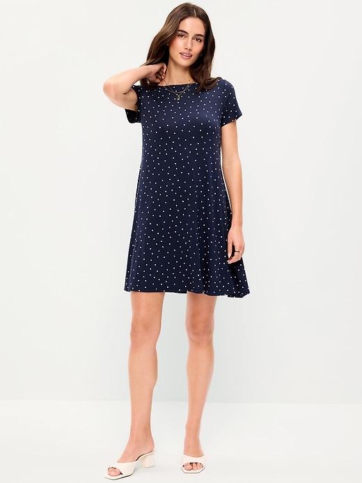 Image number 1 showing, Short-Sleeve Mini Swing Dress