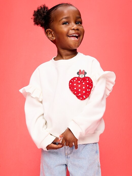 Image number 1 showing, Old Navy x Disney Minnie Mouse Graphic Ruffle-Sleeve Sweatshirt for Toddler Girls