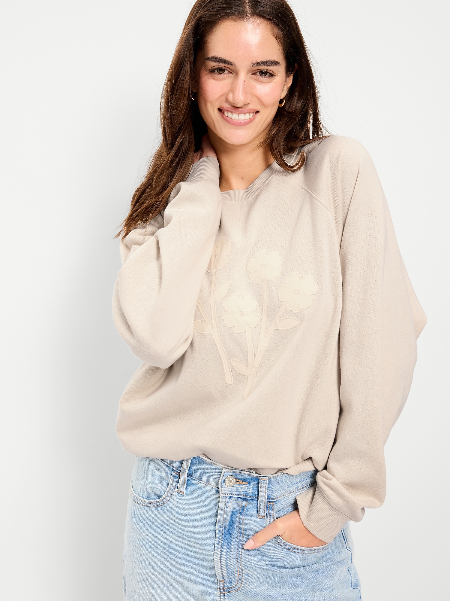 Oversized Graphic Raglan Sweatshirt