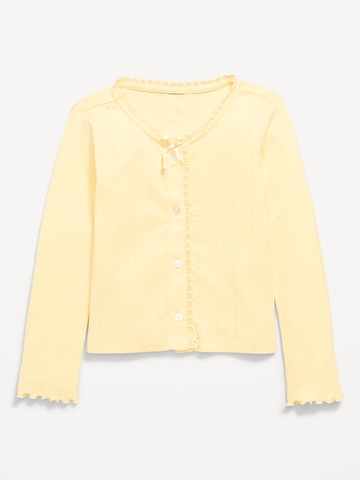 Image number 1 showing, Long-Sleeve Pointelle Button-Front Top for Toddler Girls