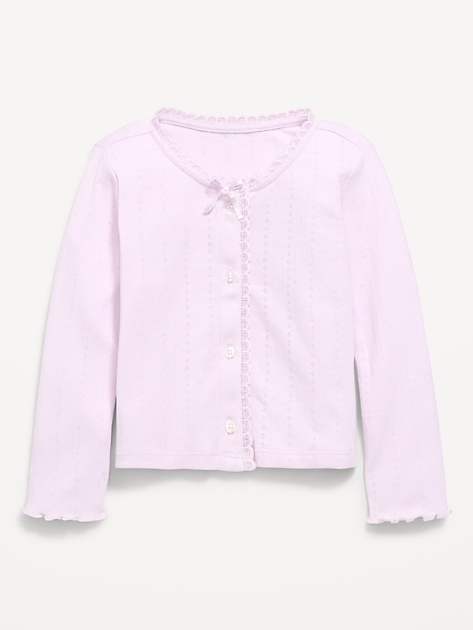 Image number 1 showing, Long-Sleeve Pointelle Button-Front Top for Toddler Girls