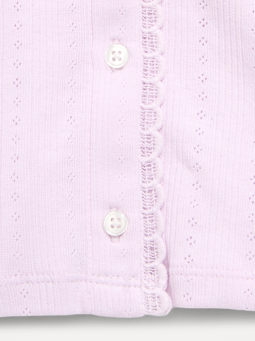 Image number 3 showing, Long-Sleeve Pointelle Button-Front Top for Toddler Girls