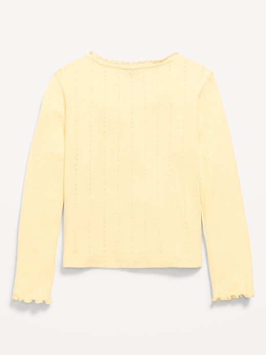 Image number 2 showing, Long-Sleeve Pointelle Button-Front Top for Toddler Girls