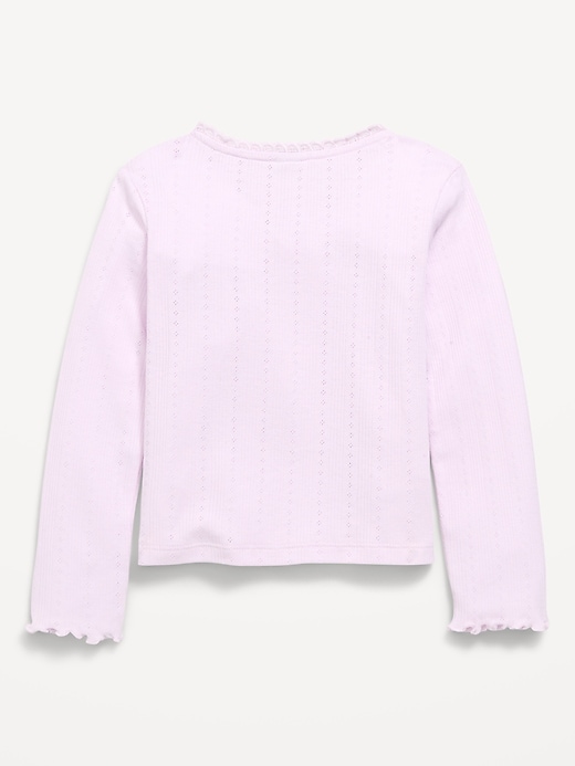 Image number 2 showing, Long-Sleeve Pointelle Button-Front Top for Toddler Girls