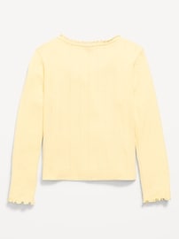 Image number 2 showing, Long-Sleeve Pointelle Button-Front Top for Toddler Girls
