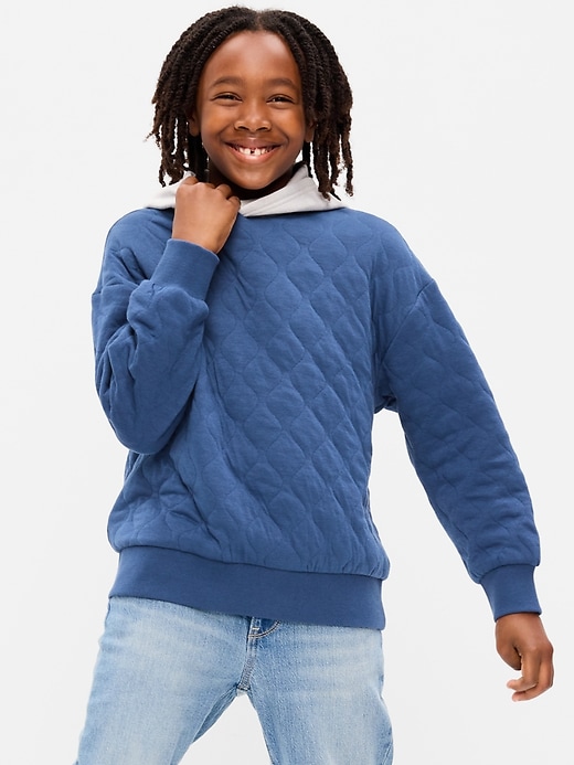 Image number 1 showing, Oversized Quilted Fleece Hoodie for Boys