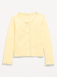 Image number 1 showing, Long-Sleeve Pointelle Button-Front Top for Toddler Girls