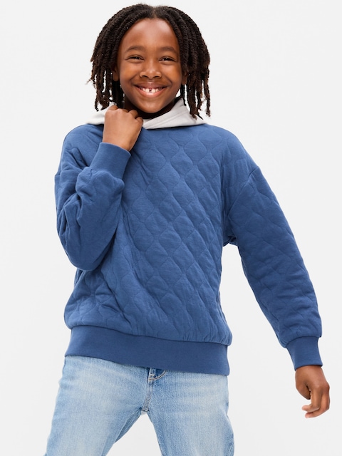 Oversized Quilted Fleece Hoodie for Boys